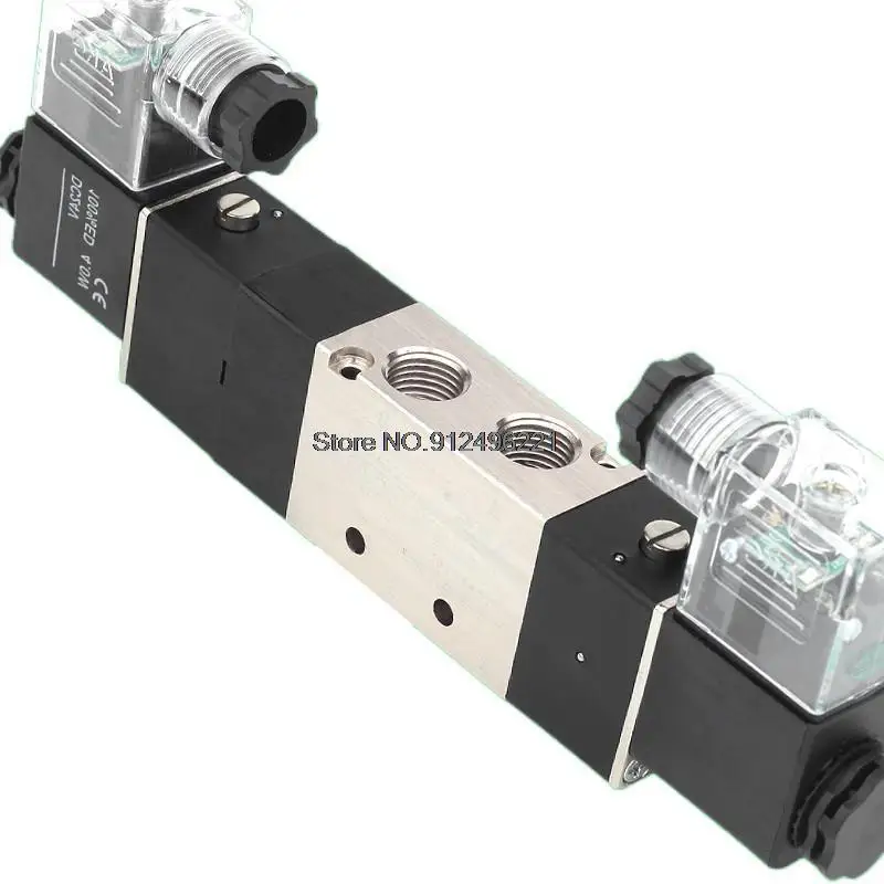 

4V230C 5 Way 3 Position 1/4" Pneumatic Solenoid ValveDC12V DC24V AC110V AC220V 4V230C-08 4V130C 4V330C 4V430C