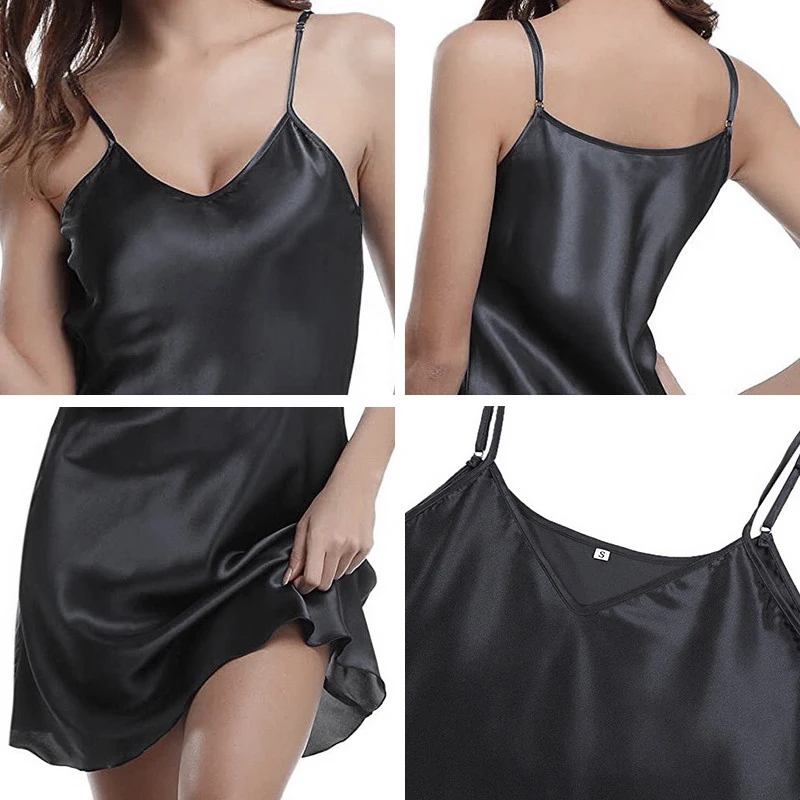 Oversize 3XL 4XL Satin Nightgown Sexy Woman Nightie Spaghetti Strap Nightdress Short Sleeveless Sleepwear Nightwear women sleepwear women lingerie sexy lingerie