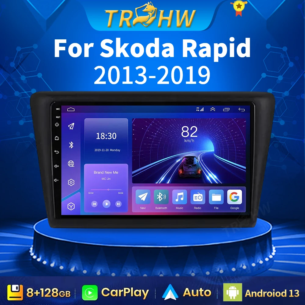 Автомагнитола для Skoda Rapid 2013-2019 с GPS-навигацией, Wi-Fi, 2 Din