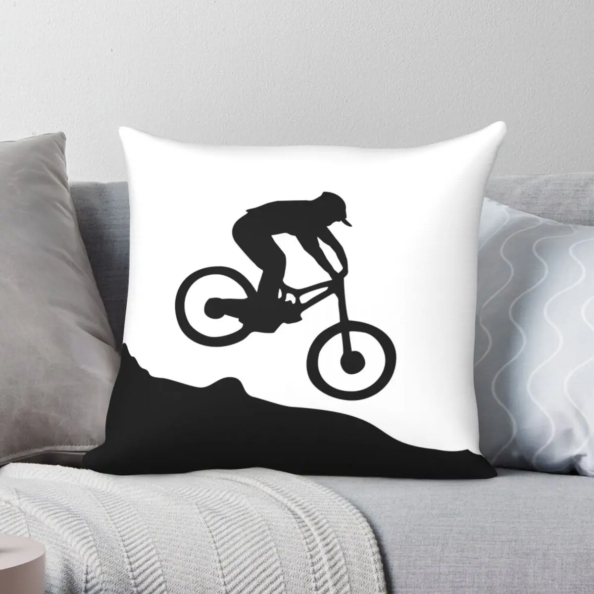 

Downhill Biking Square Pillowcase Polyester Linen Velvet Printed Zip Decor Throw Pillow Case Home Cushion Cover