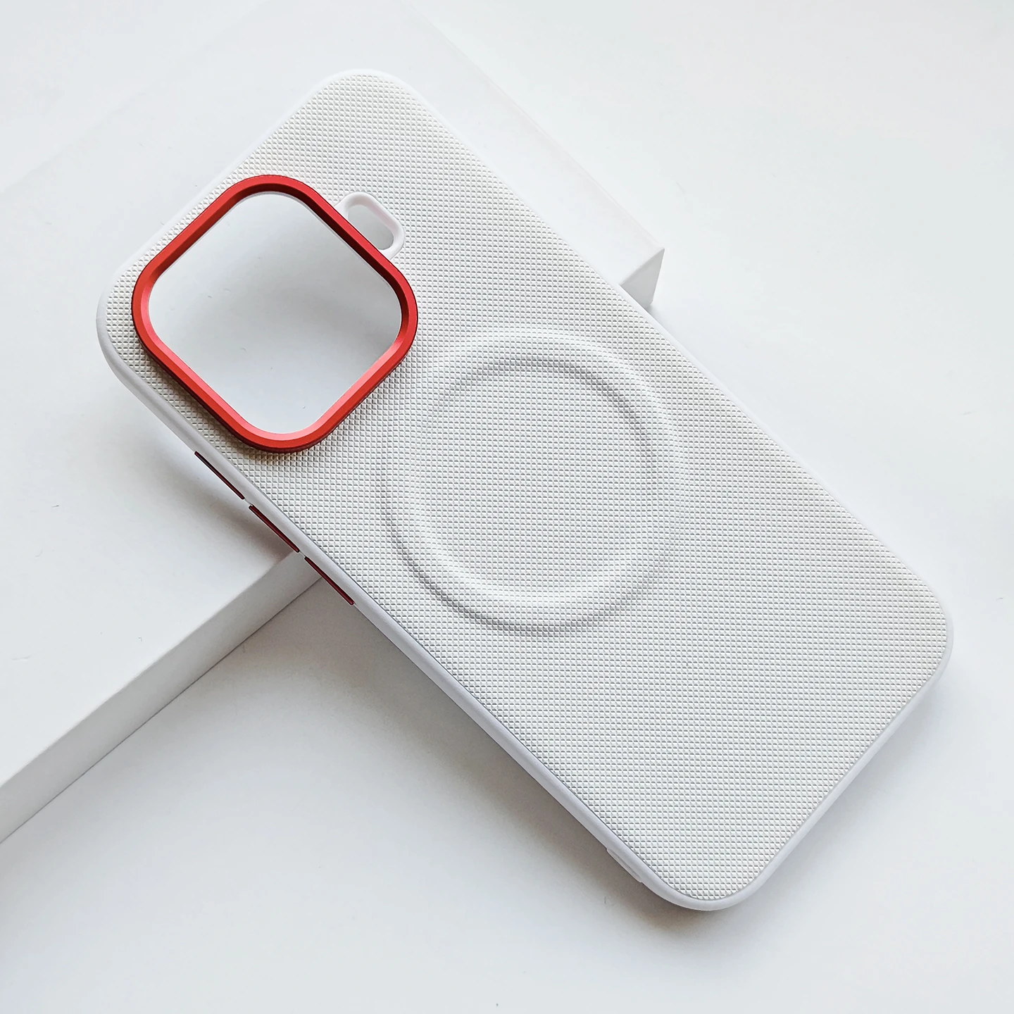 Magnetic Red Leather Shockproof Protective Case with Lens Protection