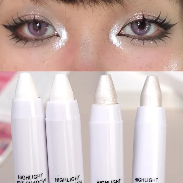 White Pearl Highlighter Brightening Glitter Eyeshadow Stick Eye Shadow Lying Silkworm High-gloss Pen Korean Eyes Makeup Matte