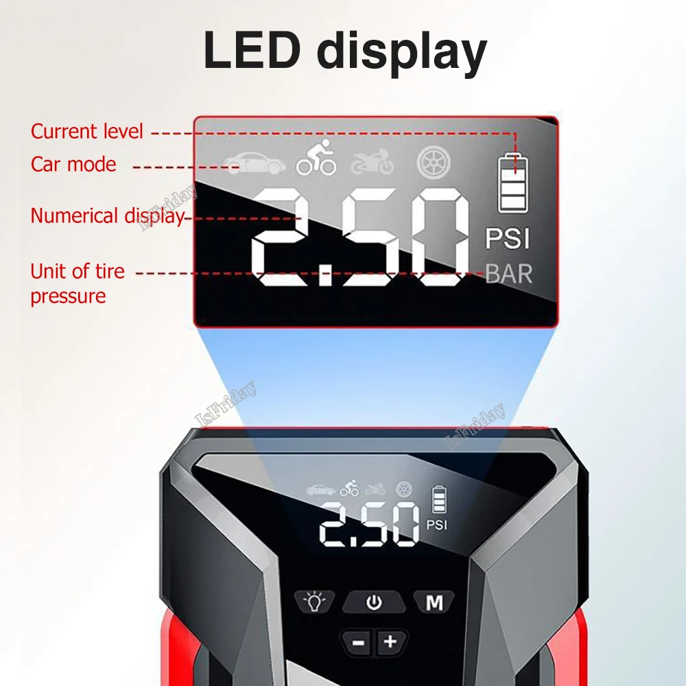 4in1 Car Jump Start Air Compressor 28000mAh Power Bank 1200A Portable Battery Booster Starter Digital Tire Inflator Air Pump