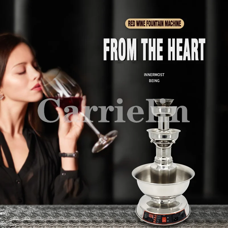 Red Wine Champagne Fountain Machine Wine Warmer 3 Tier Juice Waterfall Machine Restaurant Party Beverage Warmer