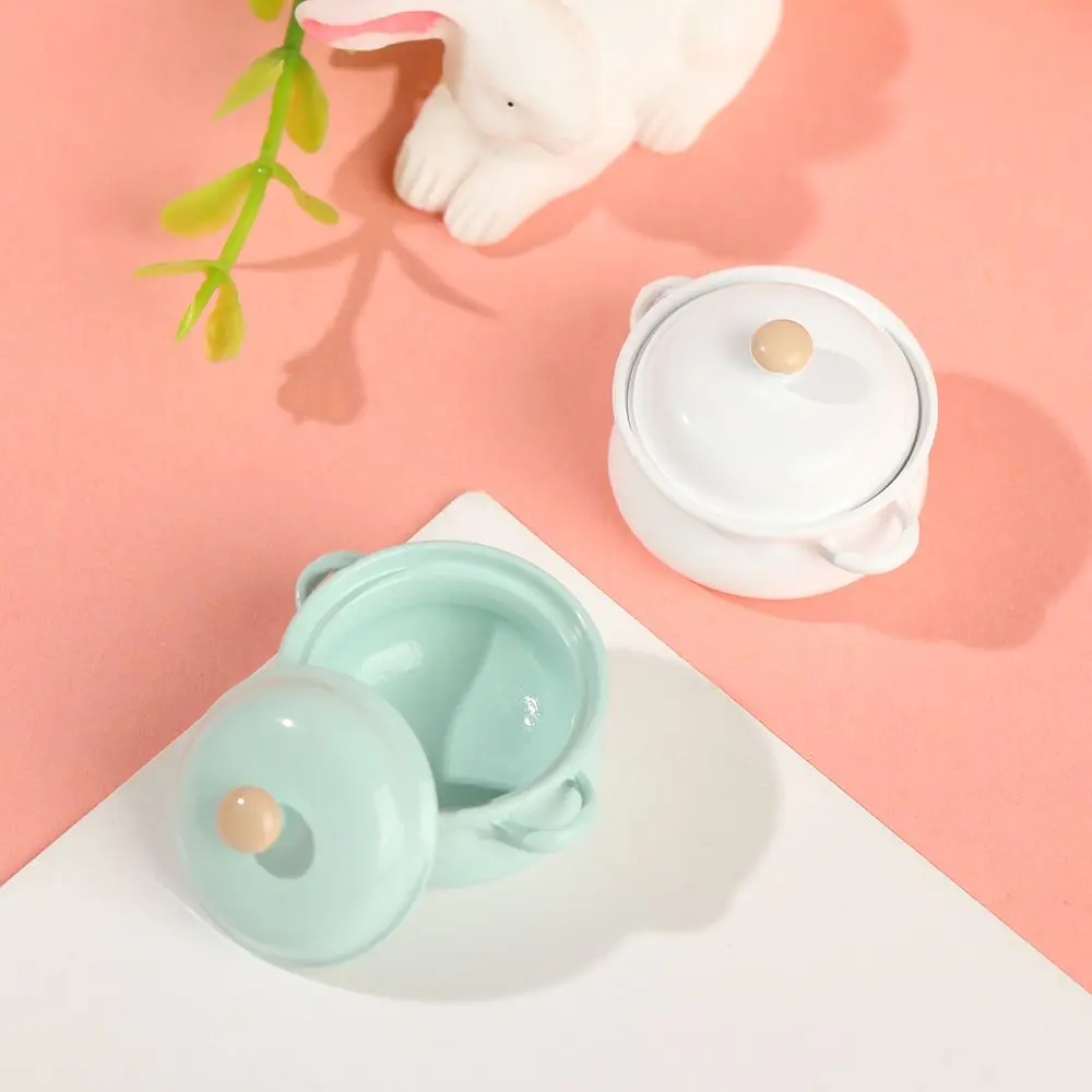 Model Doll Kitchenware Kitchen Cooking Toys Dollhouse Accessories Mini Cookware With Pot Cover Miniature Soup Pot 3