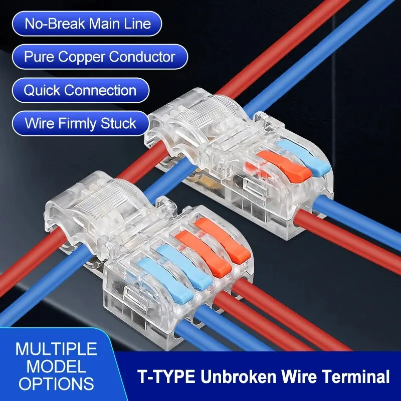 T Type Splitter Terminal Block, 5/10PCS Wire Quick Connector Break Free ...