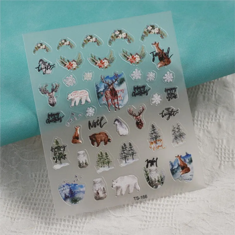 Bears in Forest 5D Nail Stickers Transfer Decals Sliders Wraps For Nail Reliefs 2