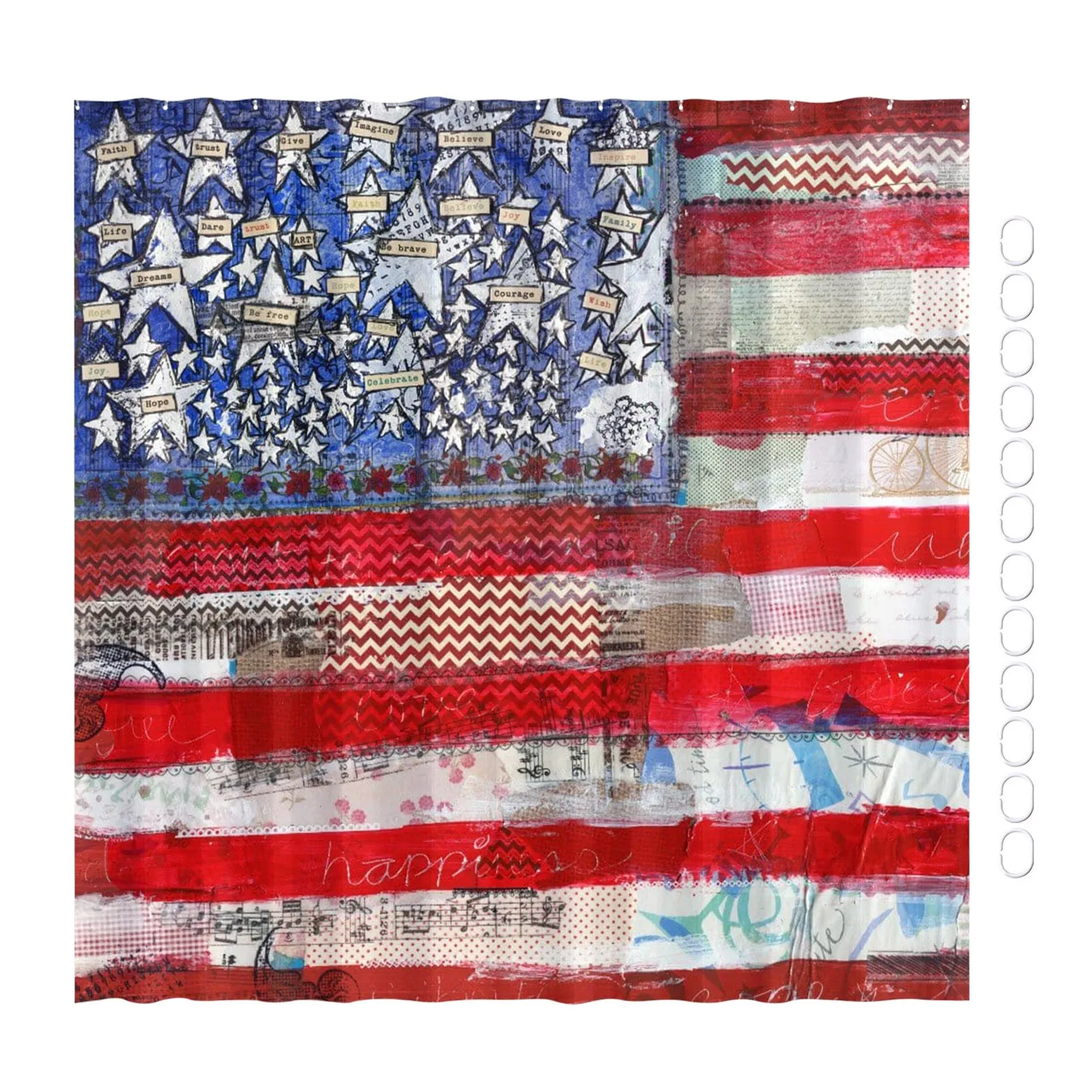 

Independence Day Decorative Shower Curtain Patriotic Collection Shower Curtain View in Your Room Products Bathtub