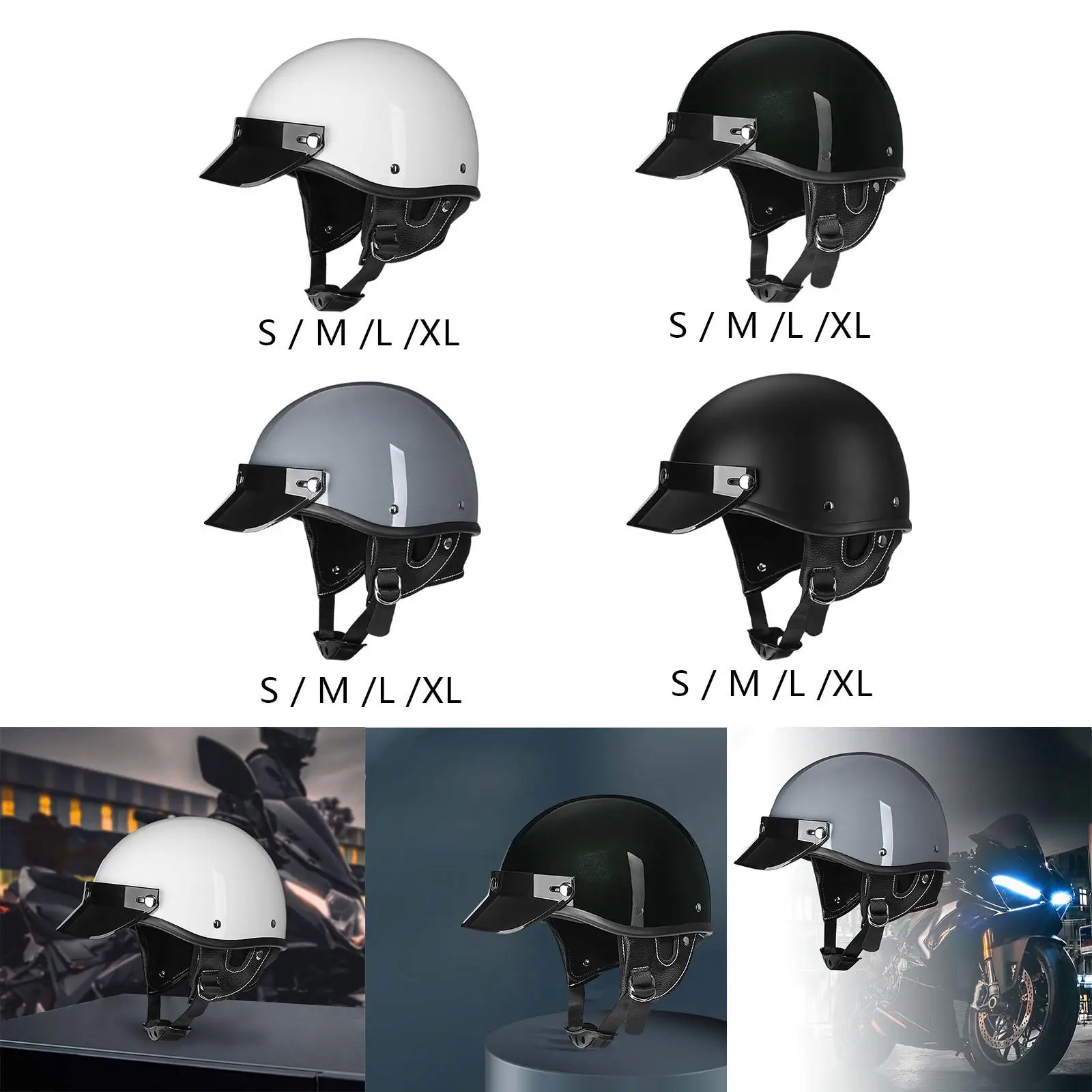 

Half Hood Helmet Summer Sun Protection Adjustable Head Circumference Motorbike Helmet Motorcycle Half Helmet for Adults Men