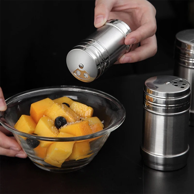 Salt Sugar Bottle Rotating Cover Multi-purpose Stainless Steel Spice Shaker Jar Seasoning Can