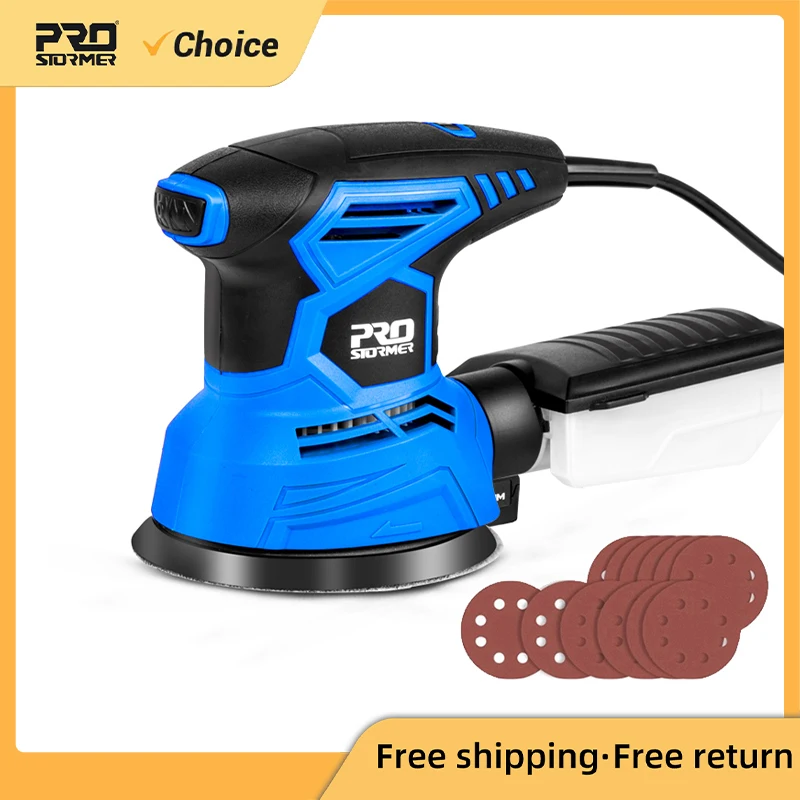 Random Orbital Electric Sander Machine 300W 21Pcs 125mm Sandpapers 120V/240V Strong Dust Collection Polisher