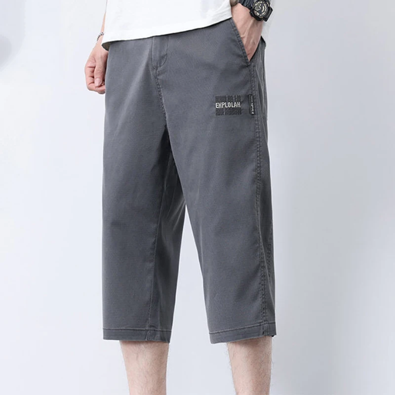 Summer Men's Ice Silk Pants Casual Suit Shorts Men's Medium Pants Three-Quarter Pants Large Size