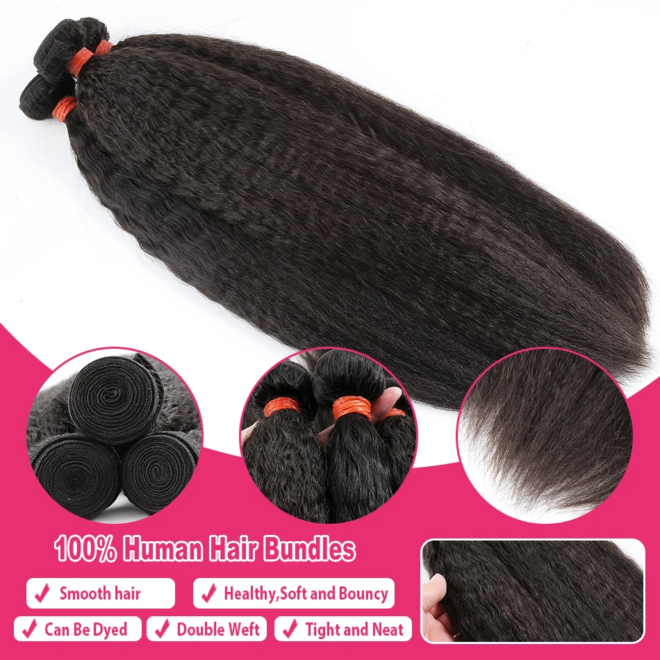 Human Hair Extensions Kinky Straight Raw Hair Bundles Vietnamese Yaki Straight Human Hair Weaving Virgin Unprocessed Extensions Tissage