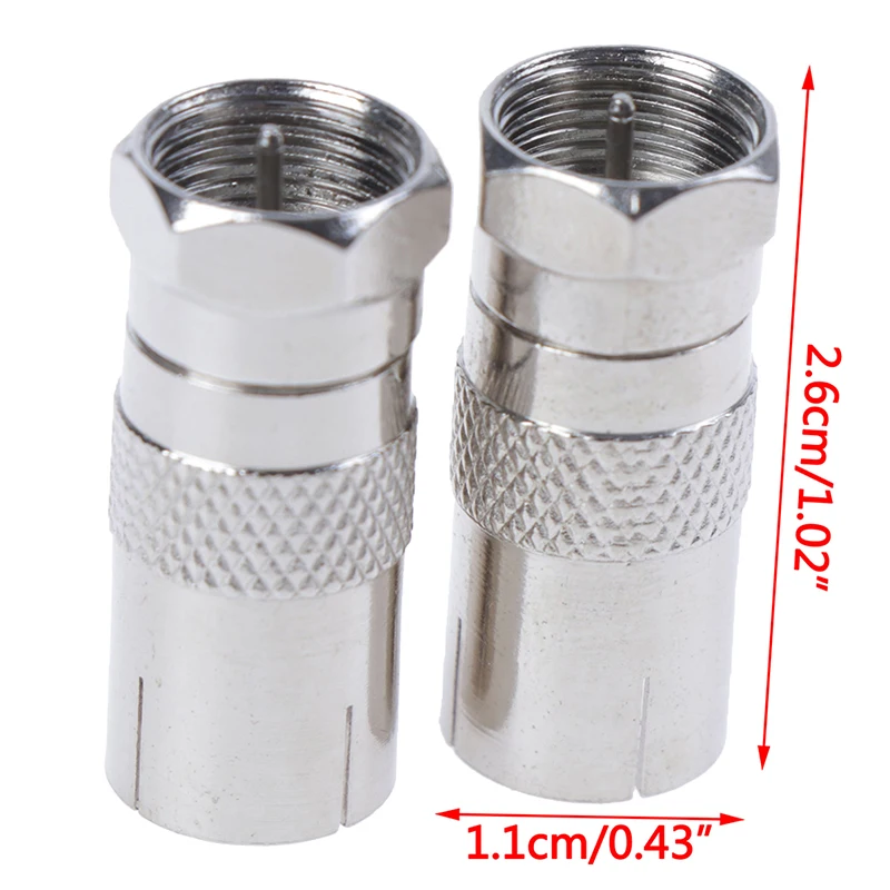 2Pcs F Type Male Plug Connector Socket to RF Coax TV Aerial Female Adapters