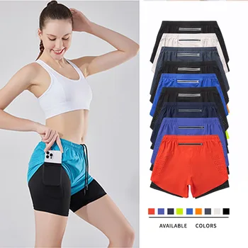 Women's 2-in-1 Sports Shorts Quick Dry Breathable Built-in Liner Anti-Chafe Loose Fit for Running Marathon Track Gym Workout 1