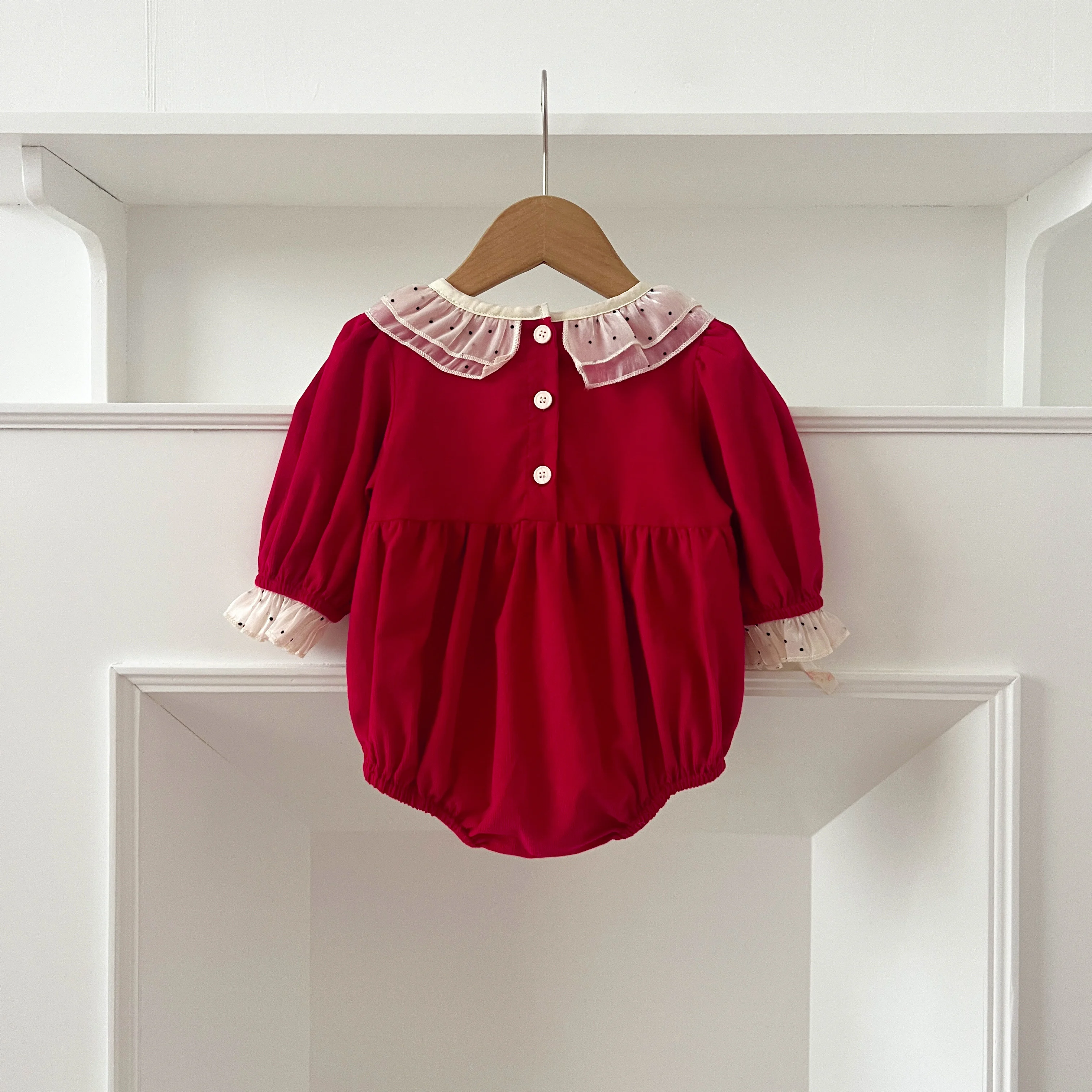 Weihnachten Baby Mädchen Kleidung Kleinkind Baby Strampler Prinzessin Kleid Herbst Spitze Kragen Rot Mädchen Kleid Weihnachten Schwester Kleidung – Detail 21