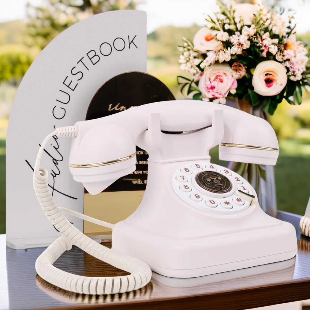 Livre d'Or Audio Mariage Téléphone, Style Rétro Classique 8GB Enregistrement Messages Audio Personnalisés avec Livre d'Or pour Mariages Fêtes Funérailles, Messages Audio Enregistrement Téléphonique