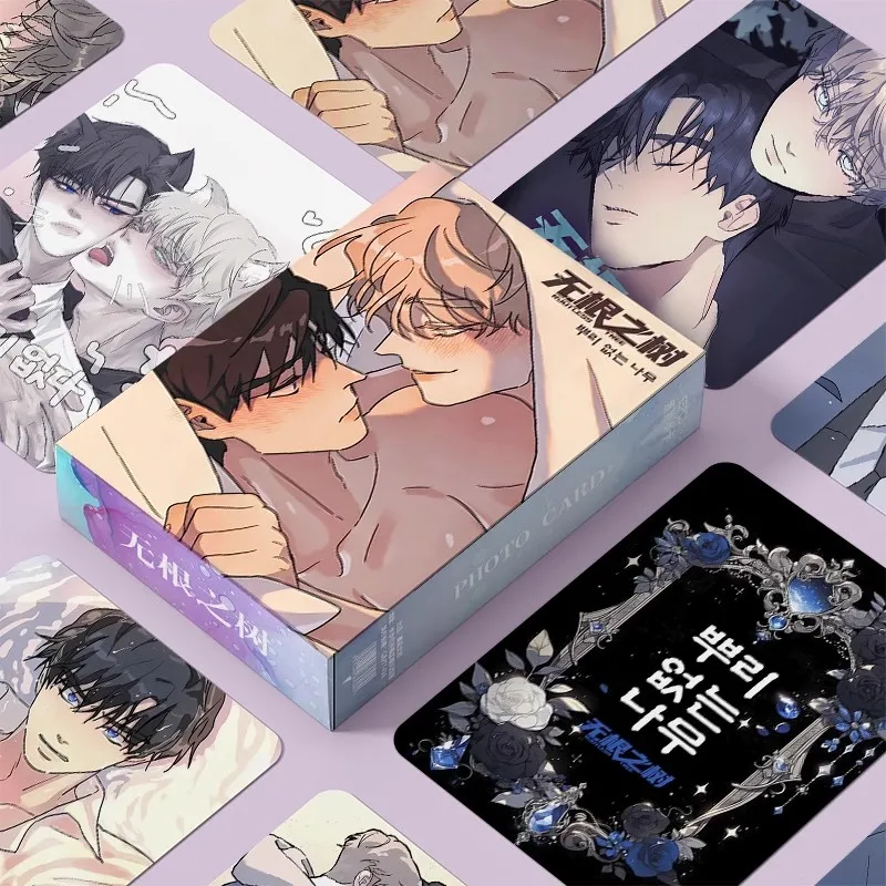 Korean BL Manwha Rootless Tree Laser Lomo Card Taekyung Heeseo Cartoon Characters HD Photocard Cosplay Gift 55 Pcs/Set
