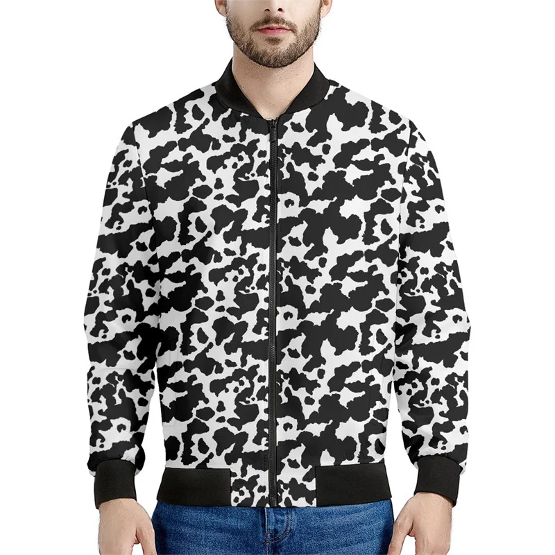 thumbnail image 1 of Chaqueta bomber con estampado 3D de vaca colorida para hombre y mujer, sudadera de primavera y otoño, chaquetas de calle de manga larga con cremallera, 1 of 5