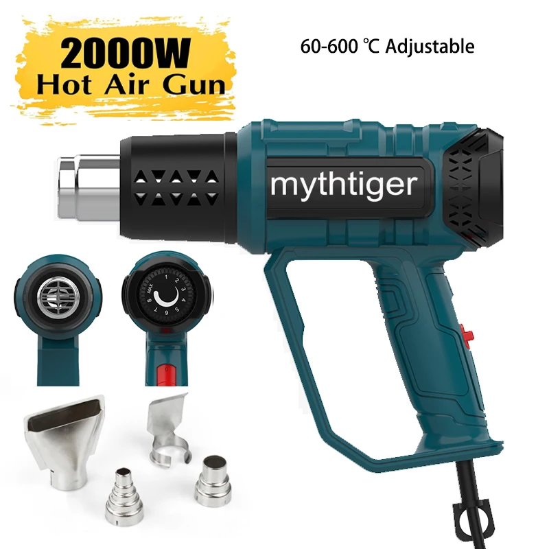 2000W Soldering Heat Gun 220V EU Industrial Electric Hot Air Gun 60-600 Degree Shrink Wrapping Thermal Heater Thermal blower