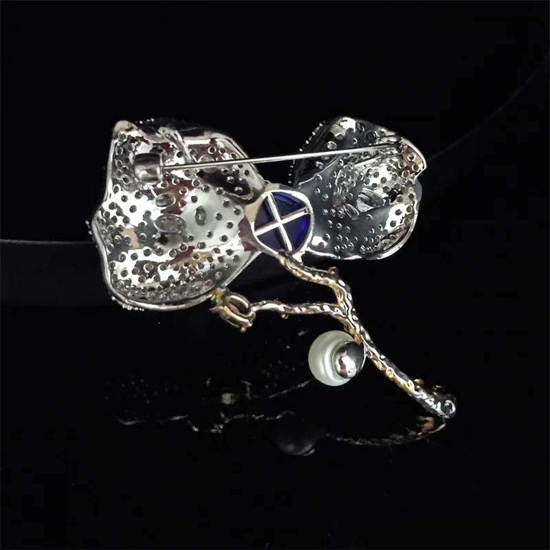 High Grade Full Blue Green Dual Color Flower Zircon Brooch Temperament  Luxury Plant Leaves Freshwater Pearl Accessories Pin