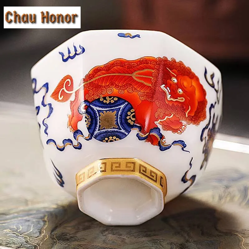 Enamel Color Mutton Fat Jade Porcelain Teacup Zen Tea Bowl Set of Cups Tea-tasting Meditation Cup Jianzhan Master Cups Drinkware