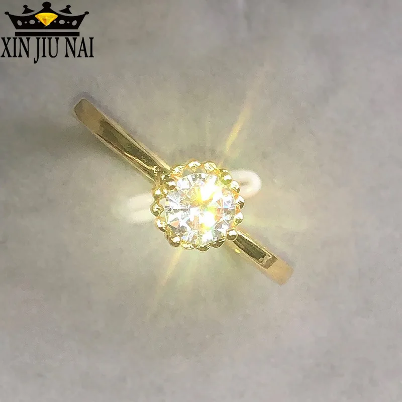 

925 Anillos Silver Fashion Simple Gold Single Diamond Couple Ring Factory Wholesale 14k Gold Jewelry Diamond Rings For Women