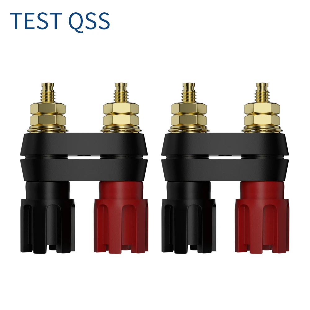 QSS 2PCS Dual Banana Stecker Terminals Rot Schwarz Stecker Verstärker Terminal Binding Post Banana Lautsprecher Stecker Jack Q.50020