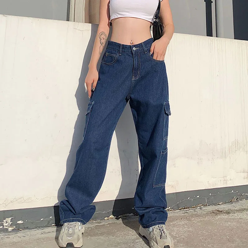 adidas pants Casual Cargo Pants Low Waist Vintage Grey Loose Streetwear Baggy Jeans Women Oversized High Street Sexy Y2K Straight Trousers linen pants