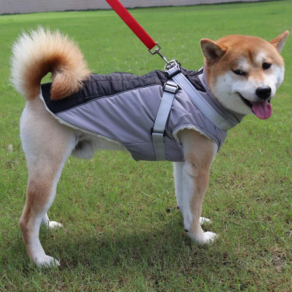 Winter Dog Jackets With Harness Waterproof Warm Dog Clothes for Medium Large Dogs Coat Vests Pet Outfits