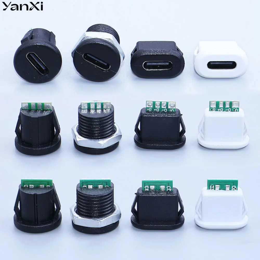 Waterproof 6-Pin USB-C Charging Connector with Wire Port