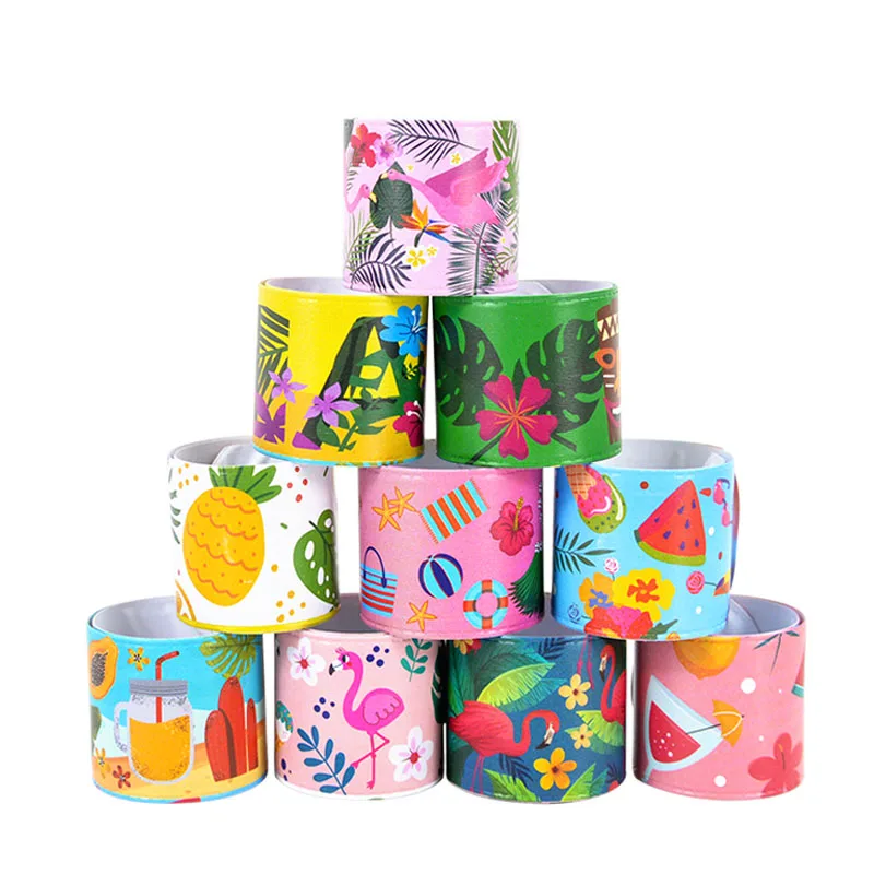 10/12 Stück Hawaiian Party Aloha Slap Armbänder Tropischer Flamingo Partypreis Goodie Bag Filler Luau Sommer Strand Geburtstagsdekoration – Detail 9