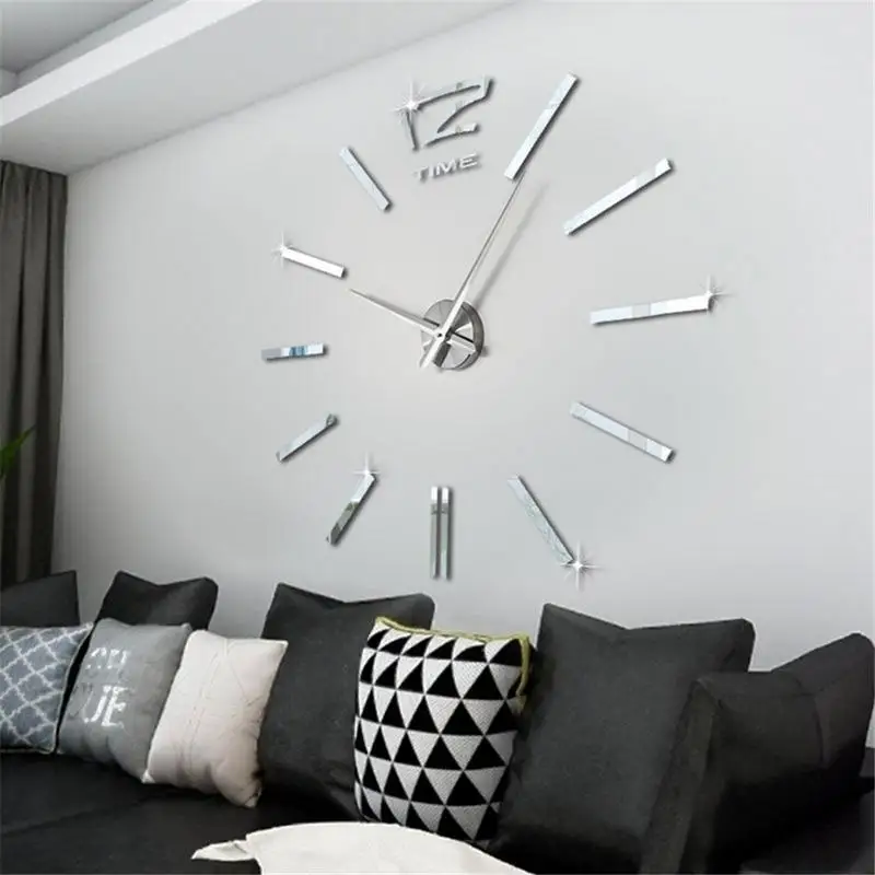 DIY Wall Clock 60cm Frameless Modern 3D Wall Clock Mirror Stickers Home Office Hotel Room Design School Decoration Decor