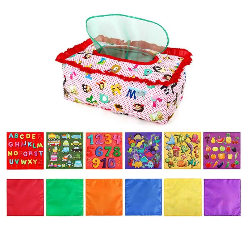 

Tissue Box Toy High Contrast Crinkle Paper Sensory Silk Scarves Toys Montessori Square Sensory Toys Juggling Rainbow Dance