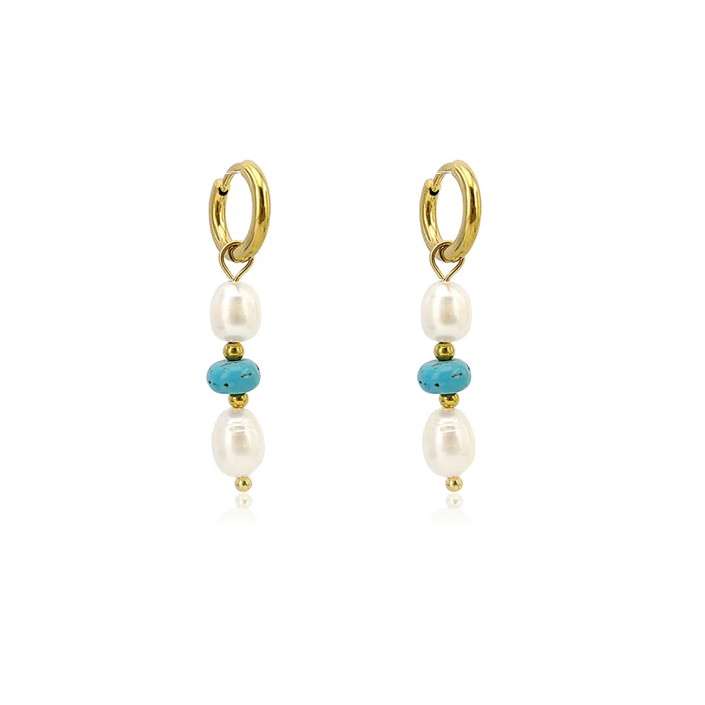 HUIDANG Perle Ohrringe Edelstahl Hoop Natürliche Süßwasser Perle Ohrringe Für Frauen Pendientes de perlas – Detail 18