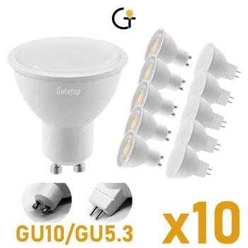 홈 데코레이션용 LED 조명 램프, 할로겐 램프 교체, 스팟 Foco Gu10 GU5.3 스포트라이트, AC220V 3W-8W, 3000K, 4000K, 6000K, 10PCs/로트