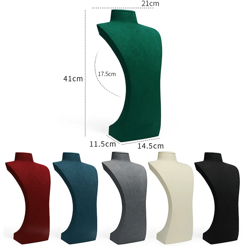Luxurious Colors H41cm Velvet Necklace Jewelry Display Window Shop Storage Bust Jewelry Holder Necklace Display Stand