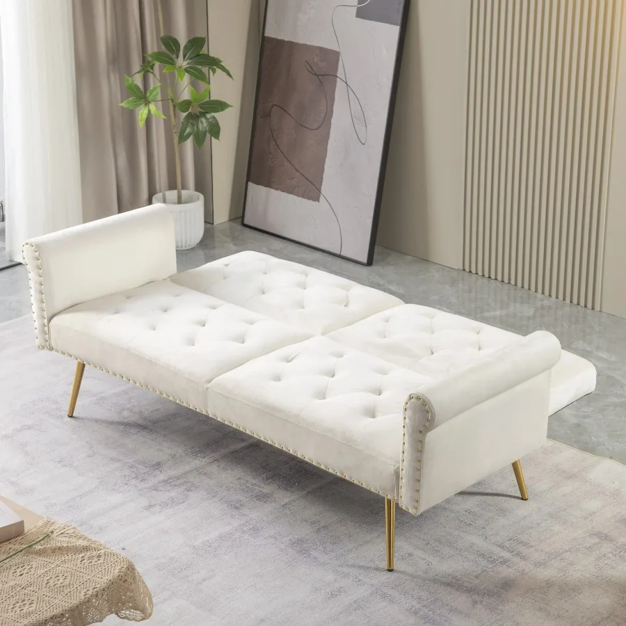 71 inches Convertible Futon Sofa Bed,Modern Reclining Futon Loveseat Couch Sleeper Sofa 2 Pillows Sleeper Sofa for Living Room 4