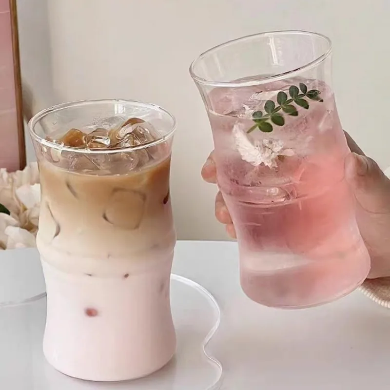 Bamboo-Inspired Large Capacity Clear Glass Mug