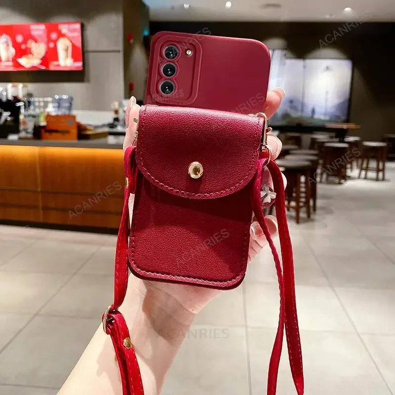 S 21 22 23 24 20 Crossbody Wallet Card Holder Case For Samsung Galaxy S21 S23 S20 Fe S22 S24 Plus Ultra Lanyard Silicone_voghion.com