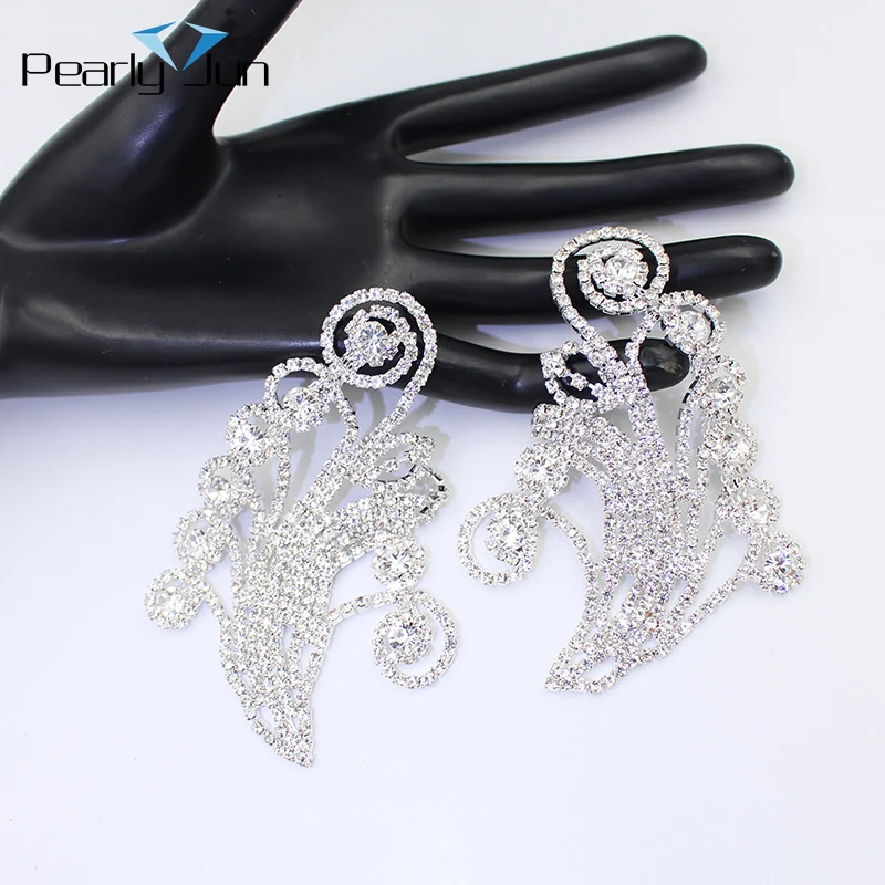 

1 Pairs of 9*5.5cm Flower Shape Rhinestone Applique Crystal Patch DIY Sewing For Clothing Shoes Decoration Accessories YHX083