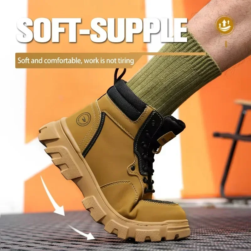QHSPE New 2024 Fashion Waterproof Men Work Safety Boots