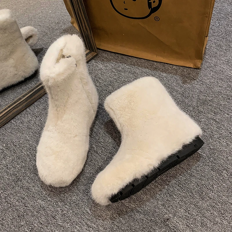 

Women's Boots Autumn Female Shoes Australia Round Toe Zipper Lace Up Winter Footwear Boots-Women Flat Heel Ladies Snow 2023 Rubb
