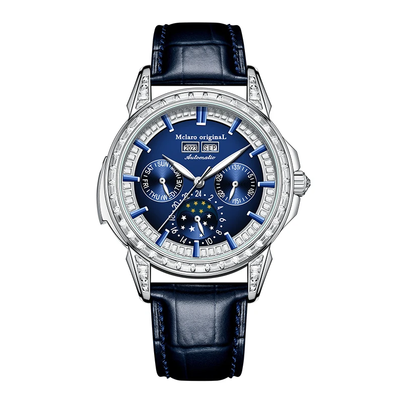 

Mclaro Original Full Drilled Men's Luxury Watch Mechanical Waterproof Wristwatches Sapphire Luminous Steel Clock Limited Edition