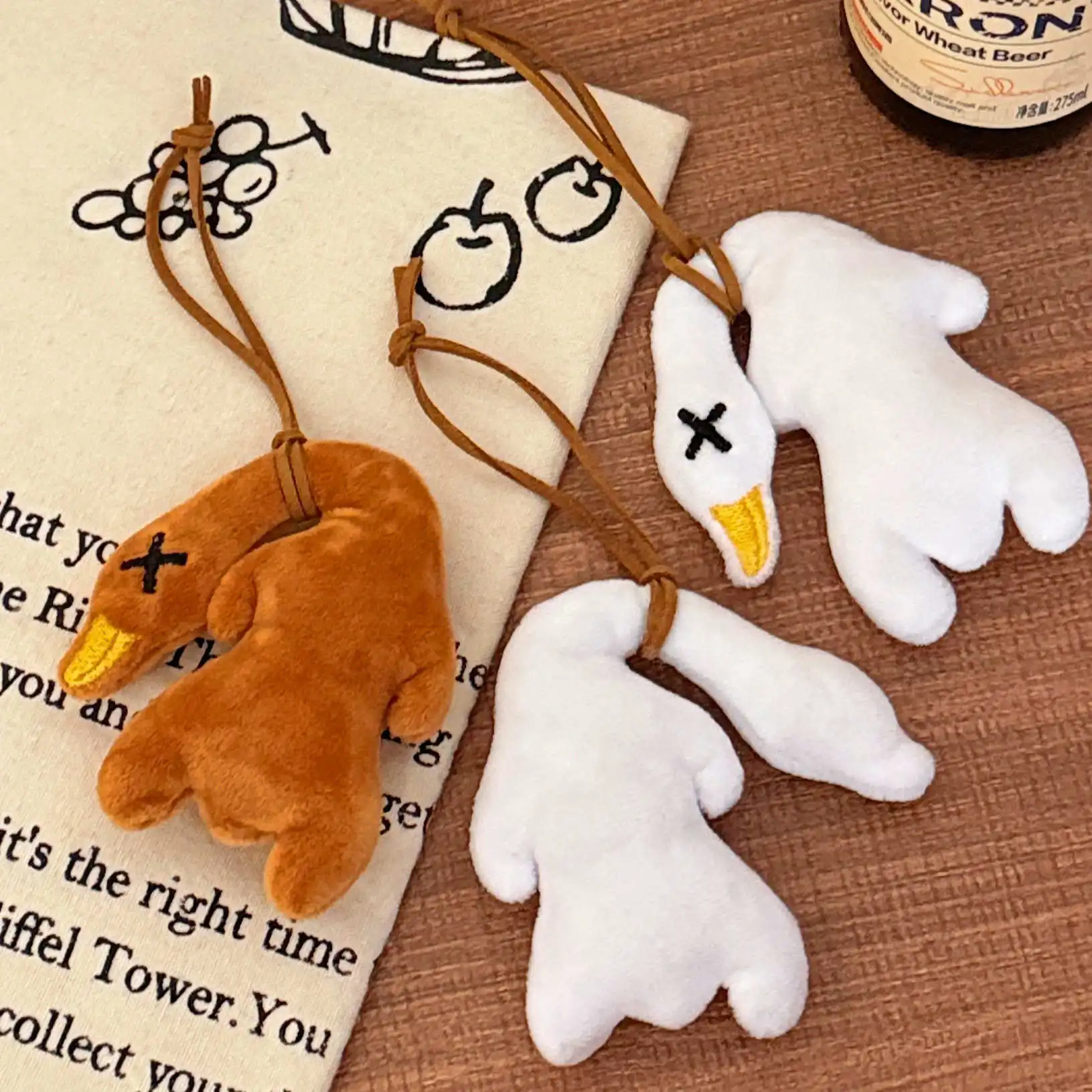 Wholesale Kawaii Duck Plush Stuffed Toy Simulated Roast Duck Bag Plush Pendant Keychain Gift For Kids Friends