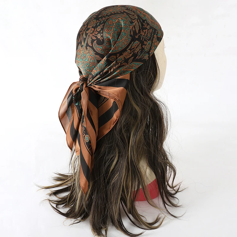 Luxury Silk Head Scarf - Soft Summer Foulard Bandana for Women
