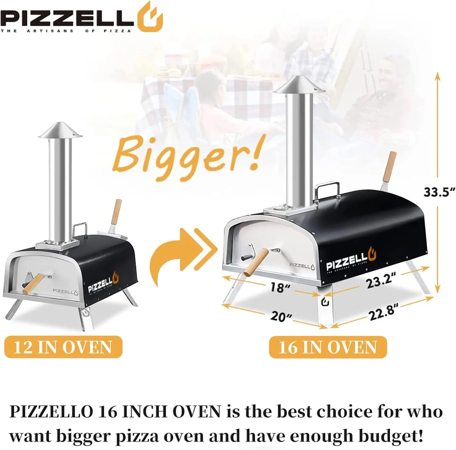 16" Outdoor Pizza Oven Propane and Wood Fired Pizza Maker Multi-Fuel Gas Ovens w/Gas Burner, Cutter, Pizza Stone 2