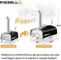 16" Outdoor Pizza Oven Propane and Wood Fired Pizza Maker Multi-Fuel Gas Ovens w/Gas Burner, Cutter, Pizza Stone 2