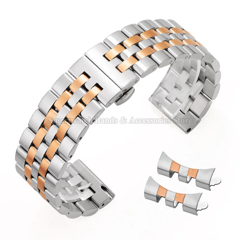 Elegant Curved End Stainless Steel Wrist Band for Men - Universal Fit Bracelet