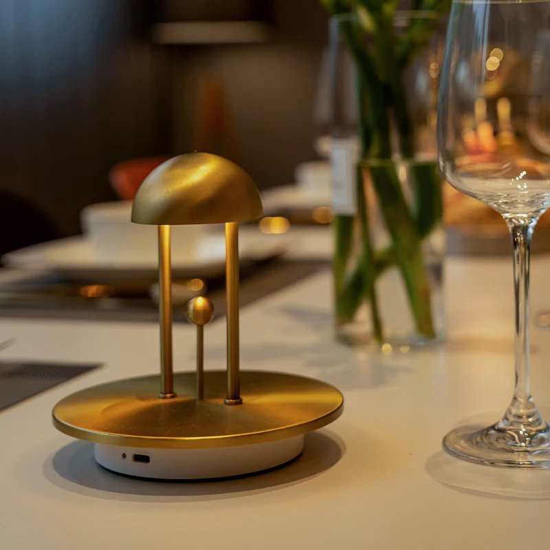 

Nordic Modern Cordless Brass Night Light 2000mAh Rechargeable Battery Table Light Touch Dimmable Decorative LED Mushroom Lamp